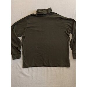 Men's XL Olive Green Cotton Turtleneck Long Sleeve Shirt Uniqlo Layering Minimal